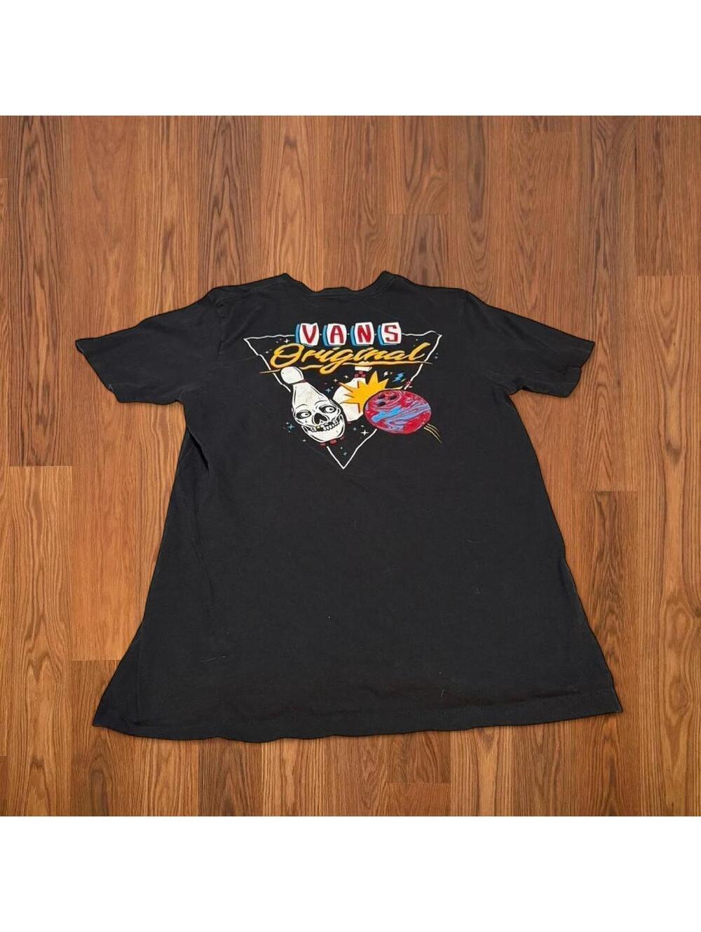 Vans Off The Wall Bowling Pin Graphic T-Shirt Men's Size Small Black Skate Tee